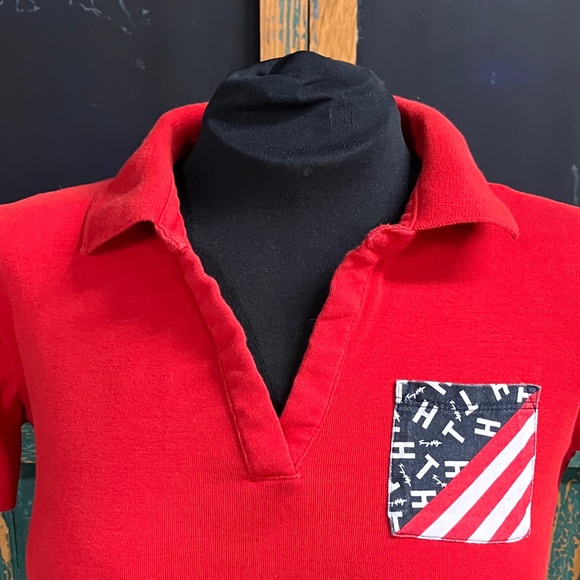 Tommy Hilfiger Red Polo Collar Top, Size Small Petite - Picture 5 of 7